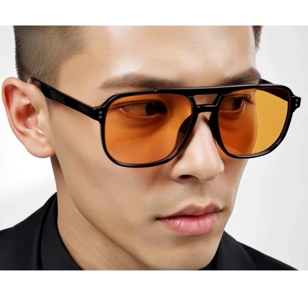 Men Retro‎ Vintage 70s Sunglasses Yellow Lens Shades Street Wear Eye Glasses Hot